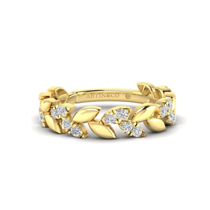 14K Gold Diamond Leaf ring For Sale 1