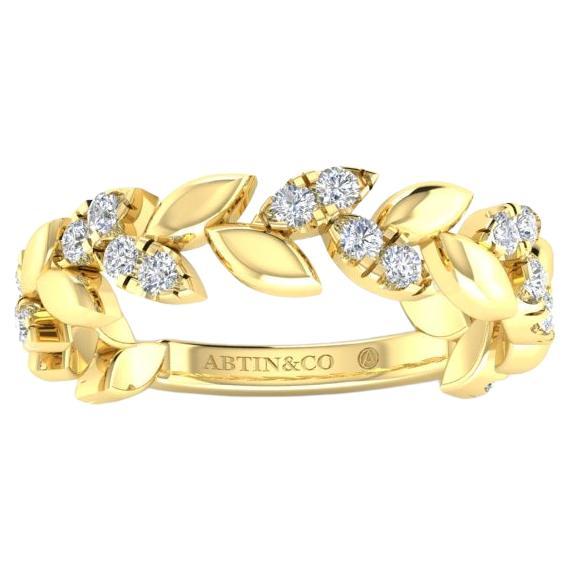 14K Gold Diamond Leaf ring For Sale