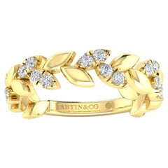14K Gold Diamond Leaf ring