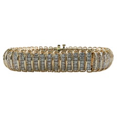 Pulsera de eslabones de diamantes de oro de 14 quilates 16,10 TDW de ancho 7" de largo