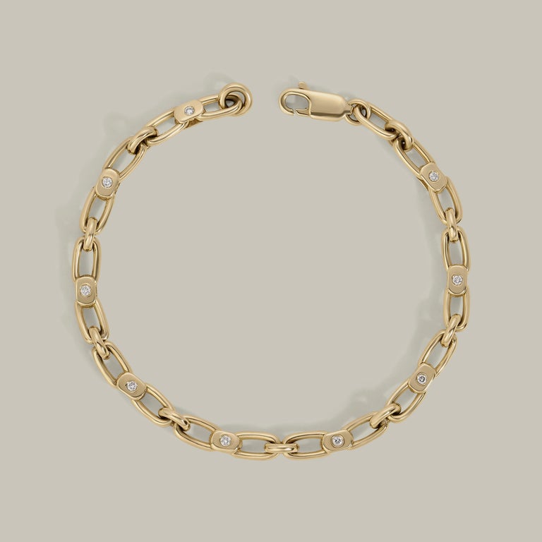 14k Gold Diamond Link Bracelet For Sale at 1stDibs