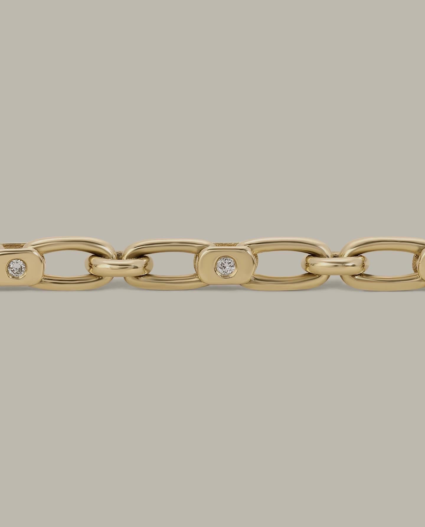 gold link bracelet with diamonds