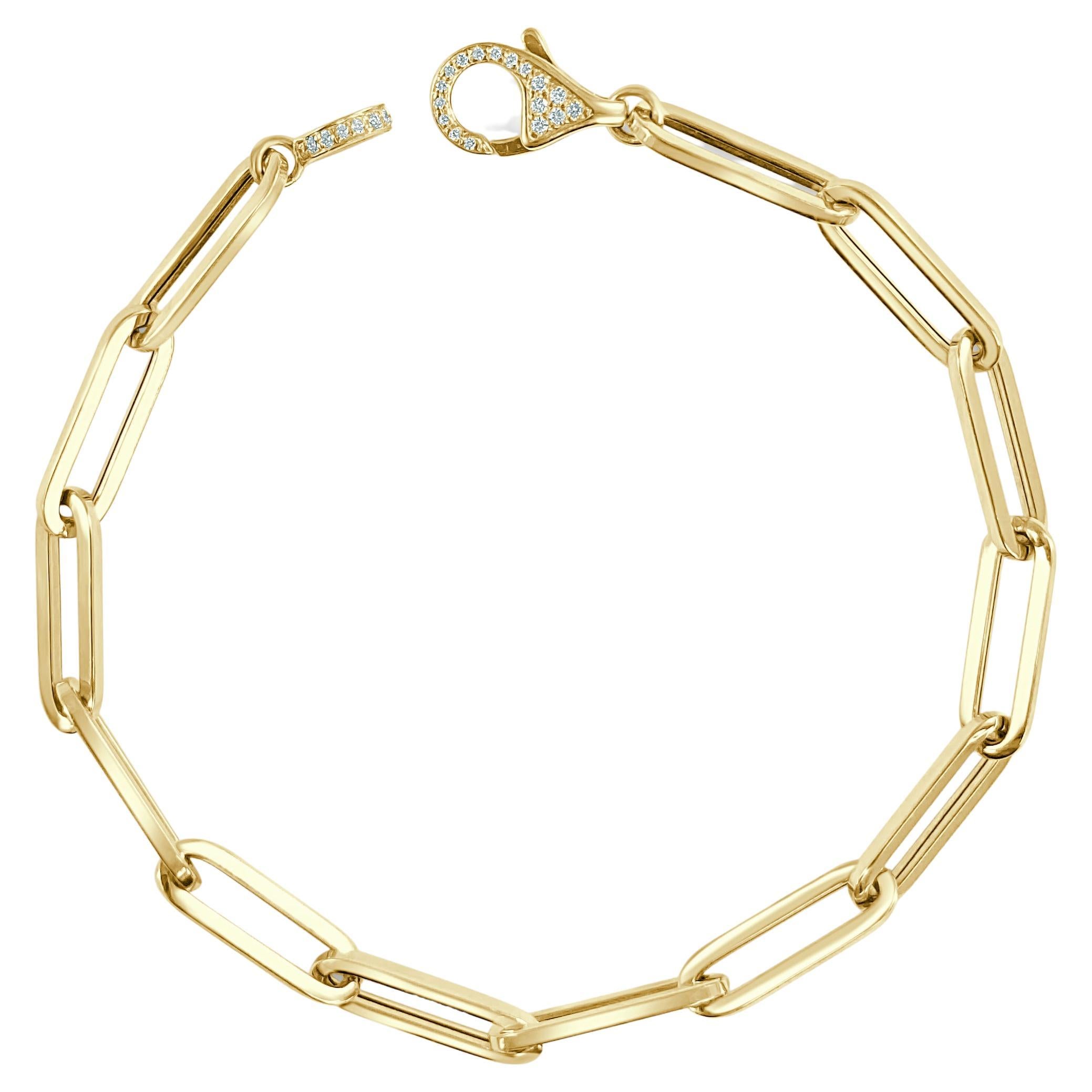 14k Gold & Diamond Link Bracelet For Sale
