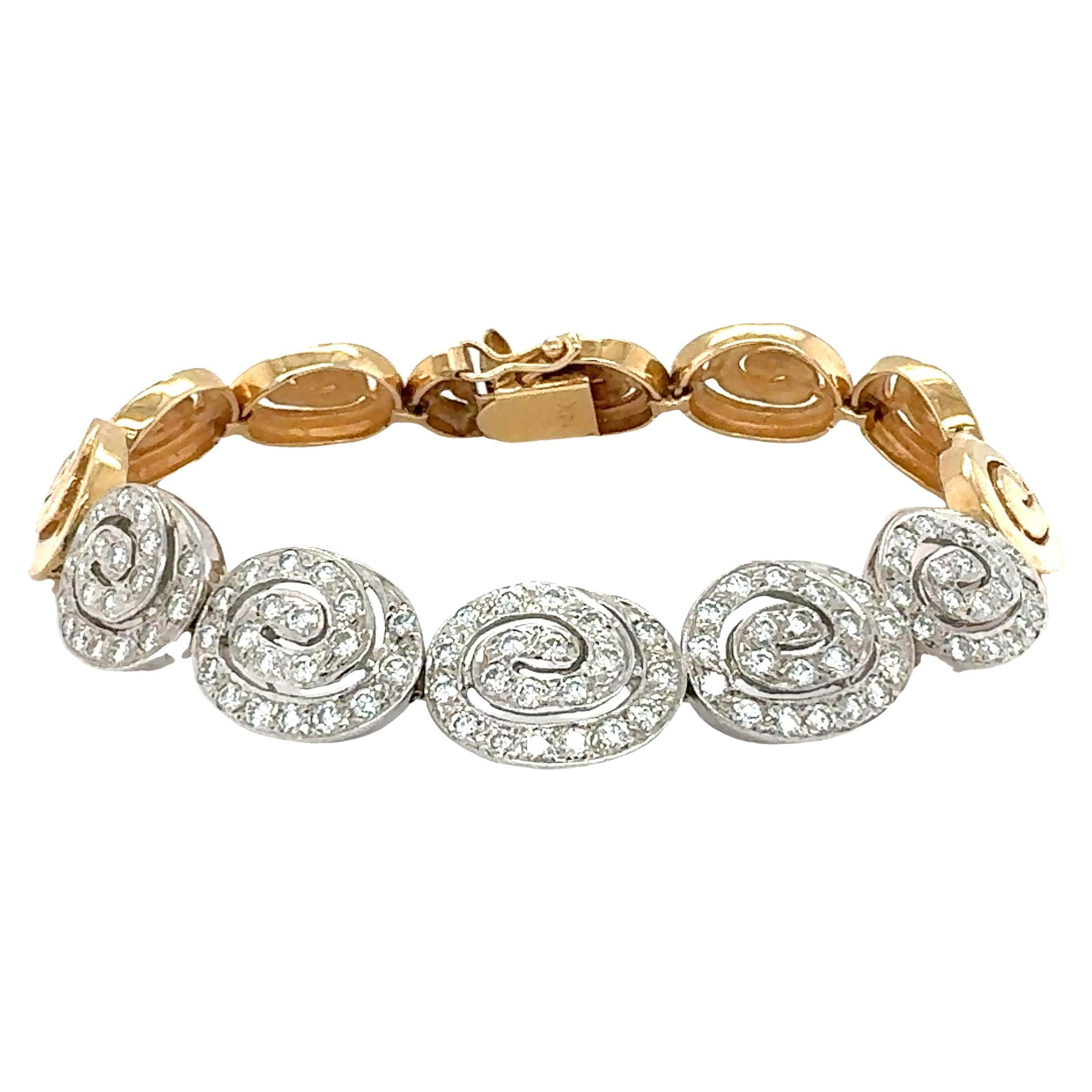 14K Gold Diamond Link Bracelet For Sale