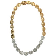 Retro 14K Gold Diamond Link Necklace