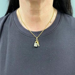 14k Gold Diamond Lock & Key Pendant Necklace