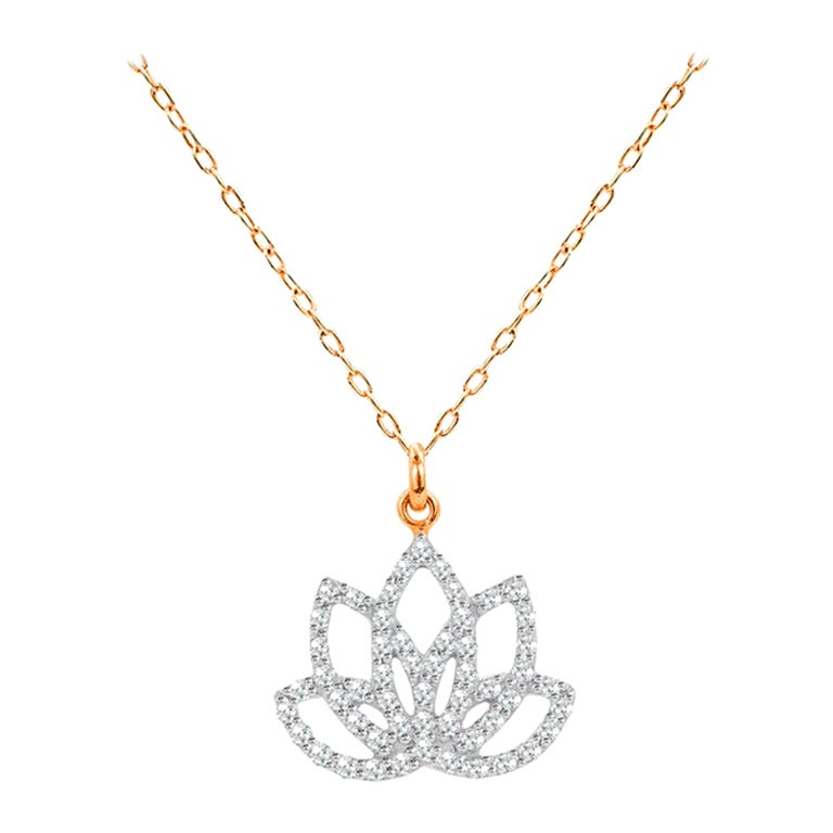 Collier de méditation en or 14 carats avec diamants et collier à fleurs