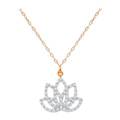 14k Gold Diamond Lotus Necklace Meditation Necklace Floral Necklace