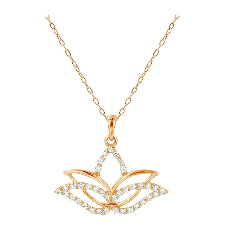 Collier lotus spirituel minimaliste en or 14 carats et diamants
