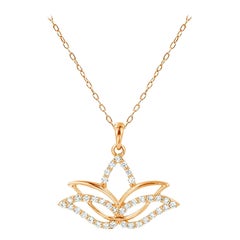14k Gold Diamond Lotus Necklace Minimalist Spiritual Lotus Necklace