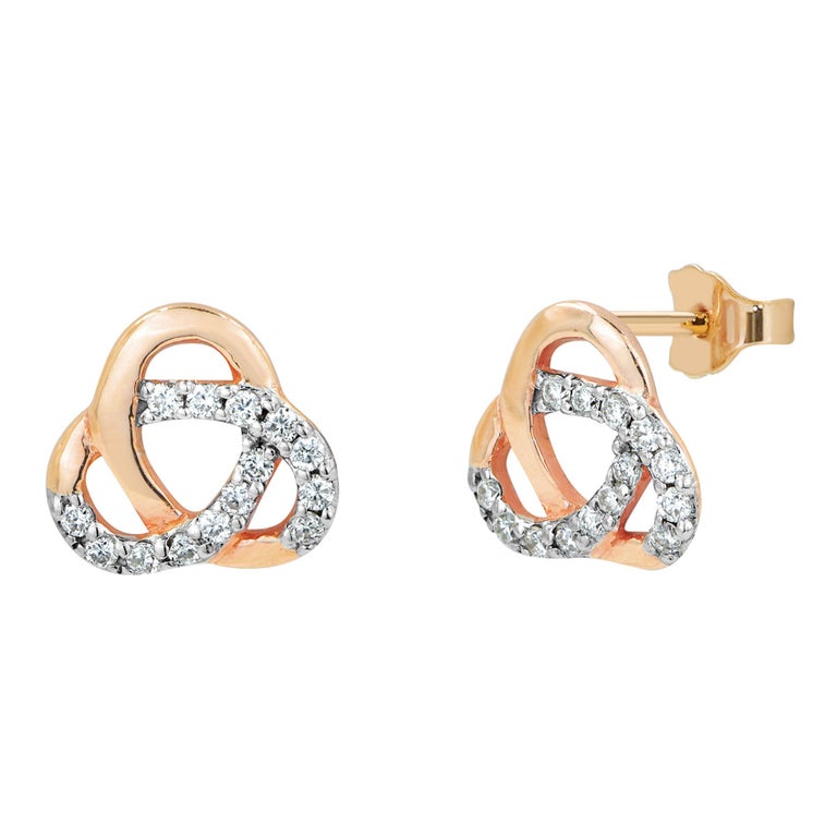 Eleganti Orecchini A Perno In Oro Giallo 14kt Con Triplo Nodo Dell'Amore - Made In Italy (15 Mm) - 2