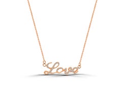 14k Gold Diamond Love Necklace Minimalist Dainty Necklace