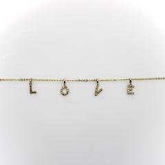 14k Gold Diamond Micro Pave LOVE Necklace