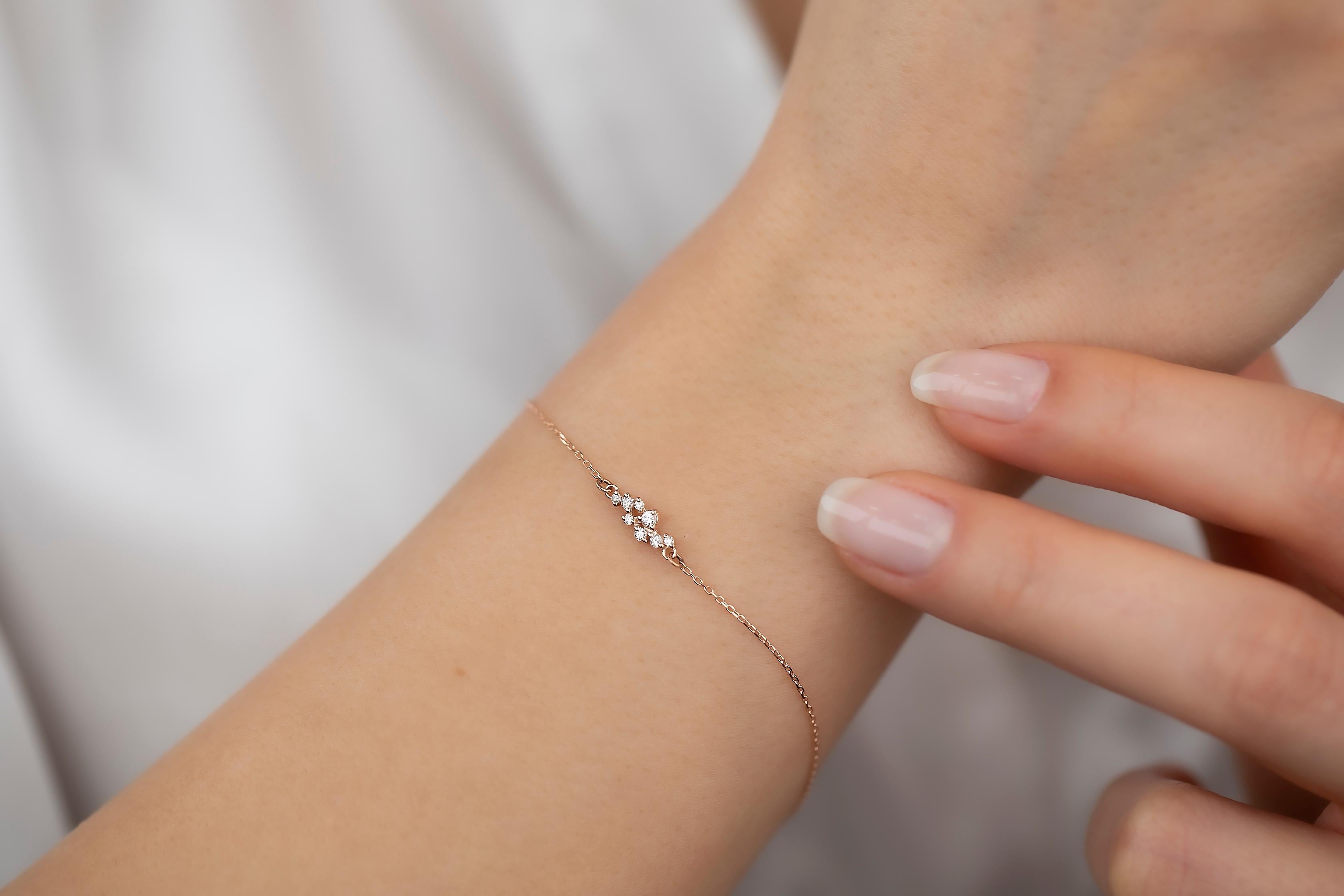 Contemporain Bracelet tennis en or 14 carats et diamants Milky Way, bracelet en or 14 carats  en vente