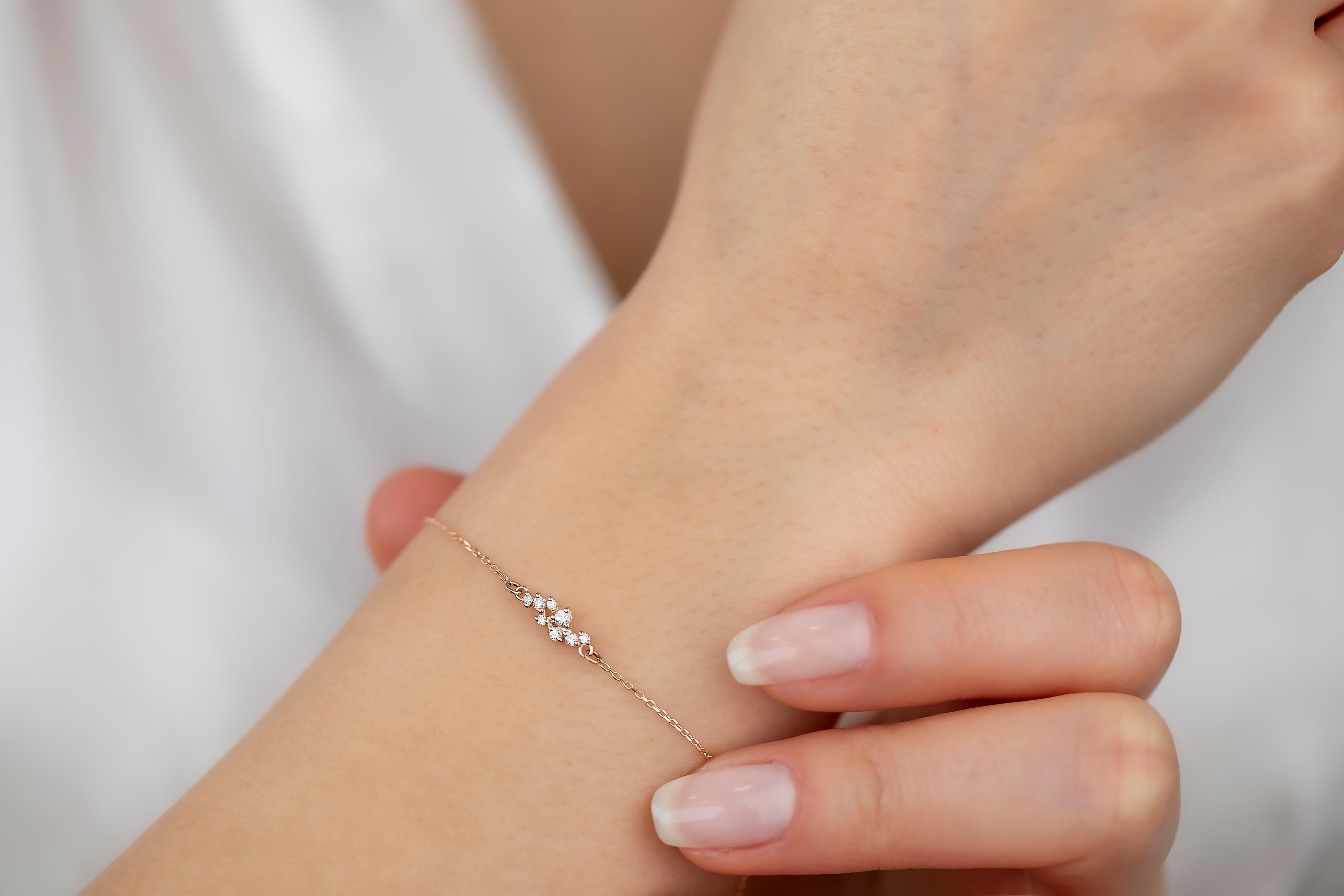 Taille brillant Bracelet tennis en or 14 carats et diamants Milky Way, bracelet en or 14 carats  en vente
