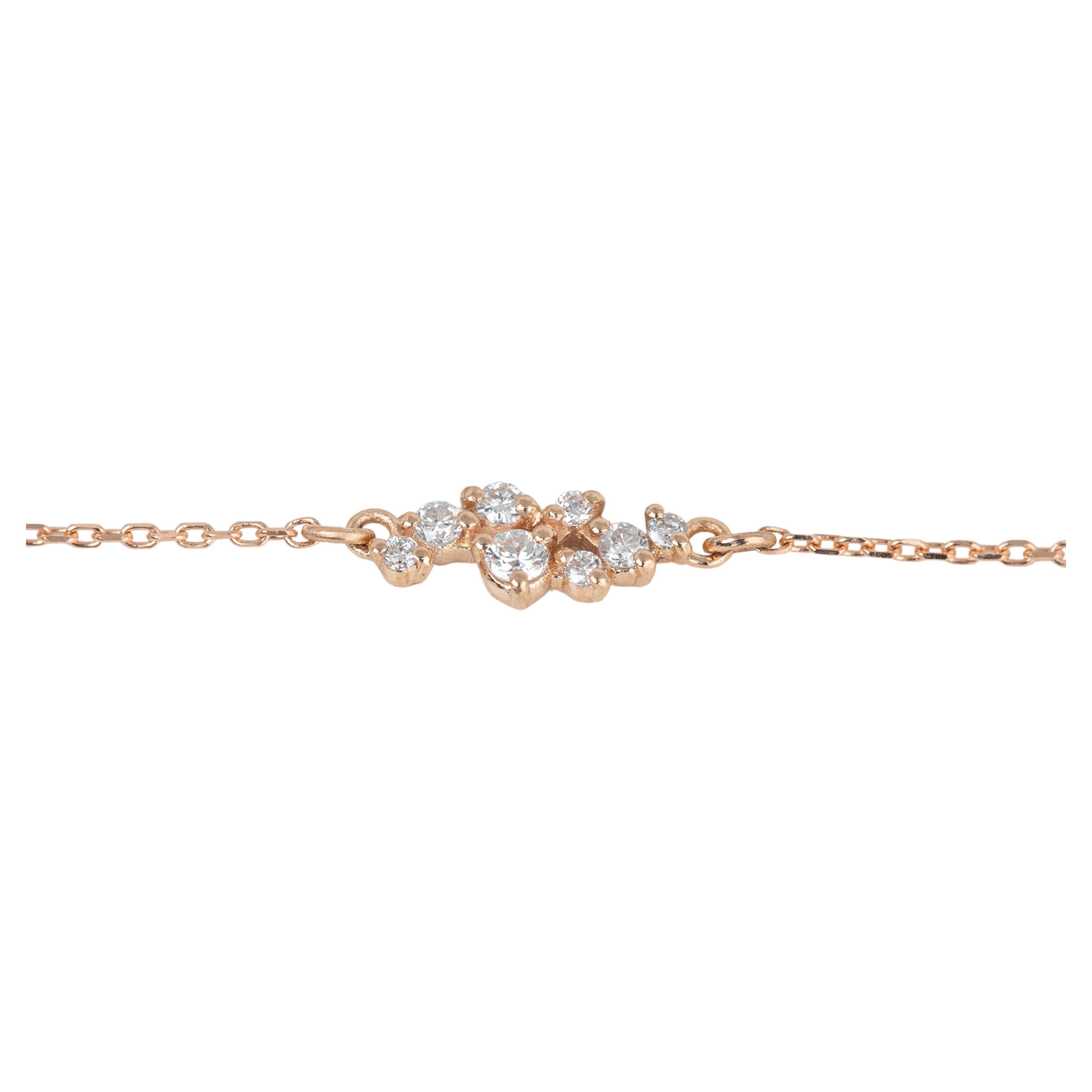 Bracelet tennis en or 14 carats et diamants Milky Way, bracelet en or 14 carats  en vente