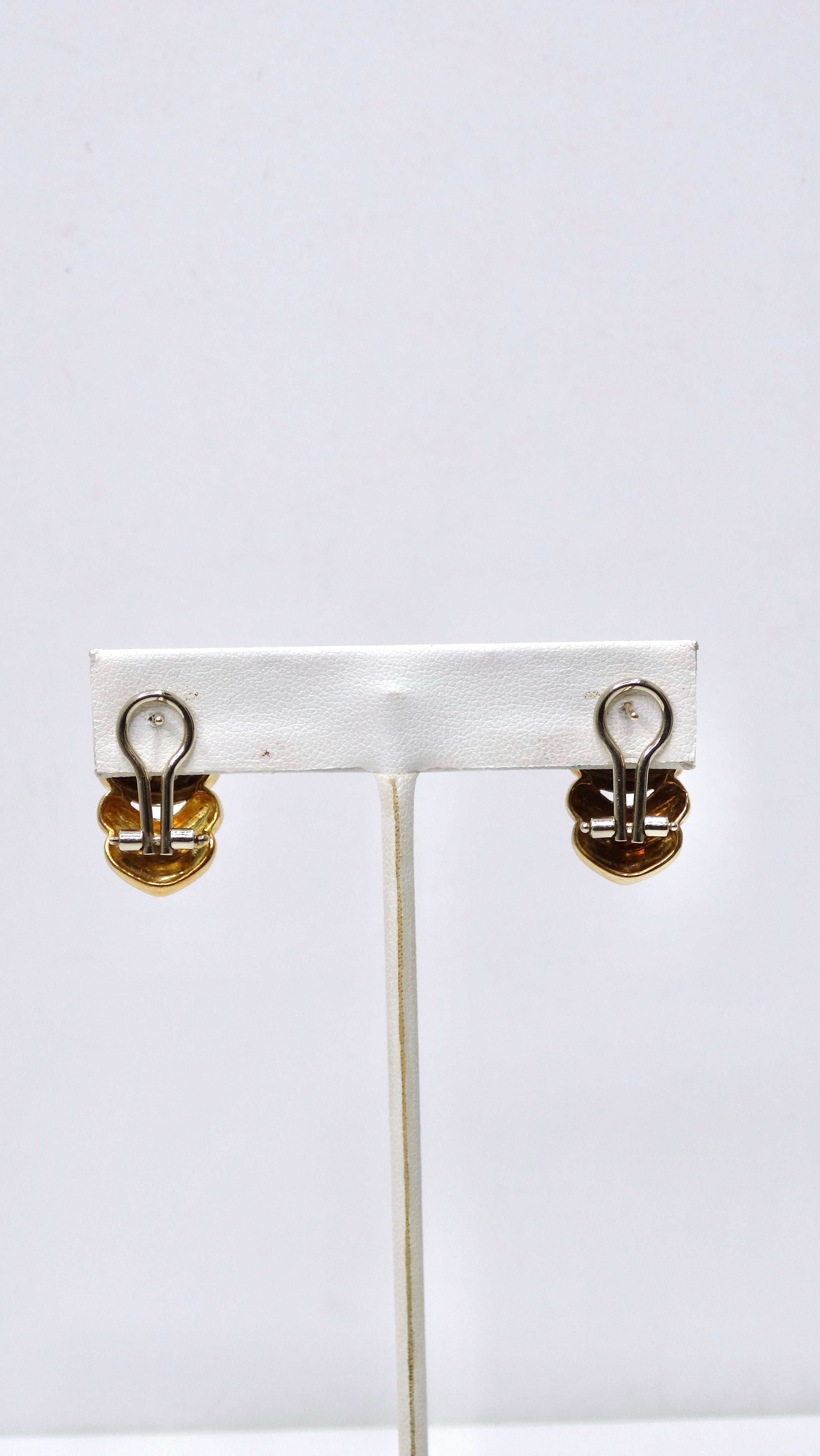 Women's or Men's 14k Gold & Diamond Mixed-Metal Earrings For Sale