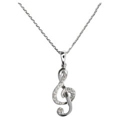 Collar de notas musicales de oro de 14k con diamantes Collar de claves de sol Joyas musicales