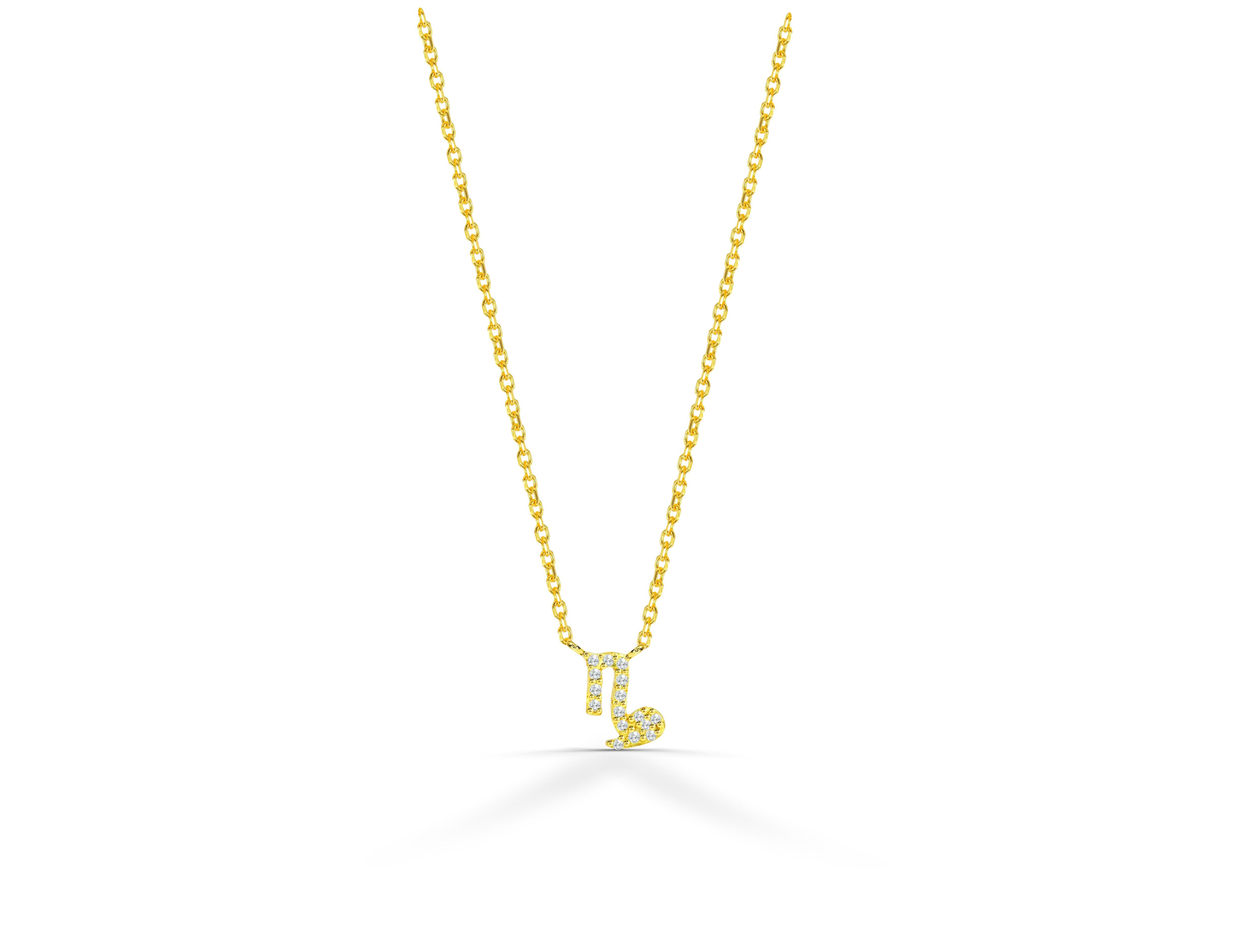 Beautiful and Sparkly Diamond Capricorn Necklace is made of 14k solid gold.
Available in three colors of gold: White Gold / Rose Gold / Yellow Gold.

Natural genuine round cut diamond each diamond is hand selected by me to ensure quality and set by