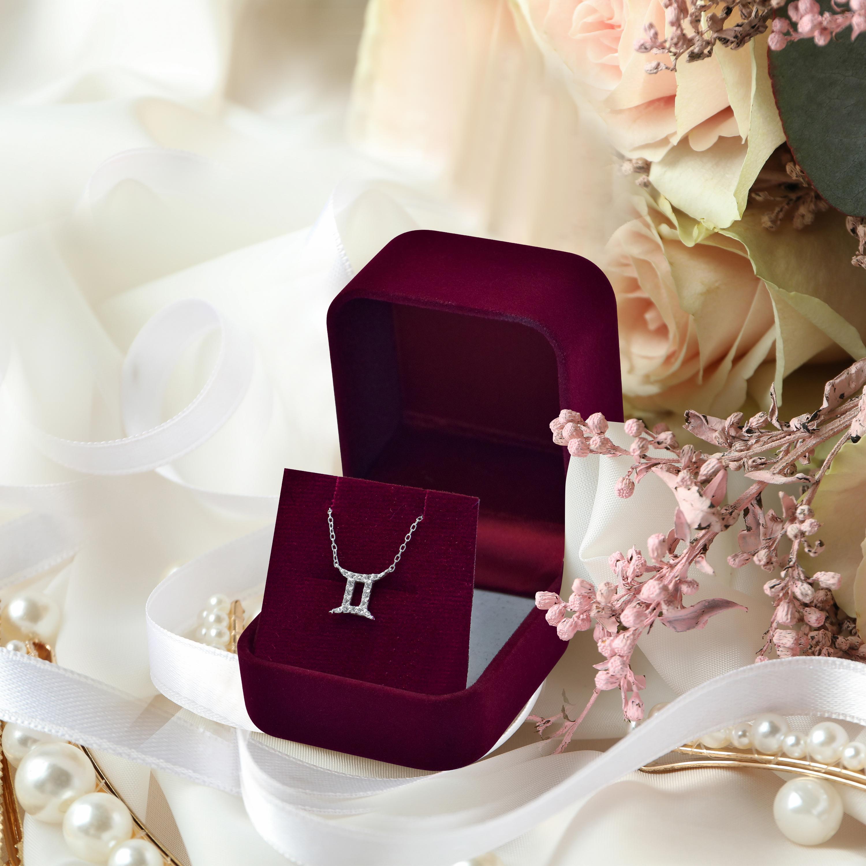 Modern 14k Gold Diamond Necklace Gemini Zodiac Sign Birth Sign Necklace For Sale
