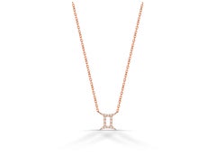 14k Gold Diamond Necklace Gemini Zodiac Sign Birth Sign Necklace