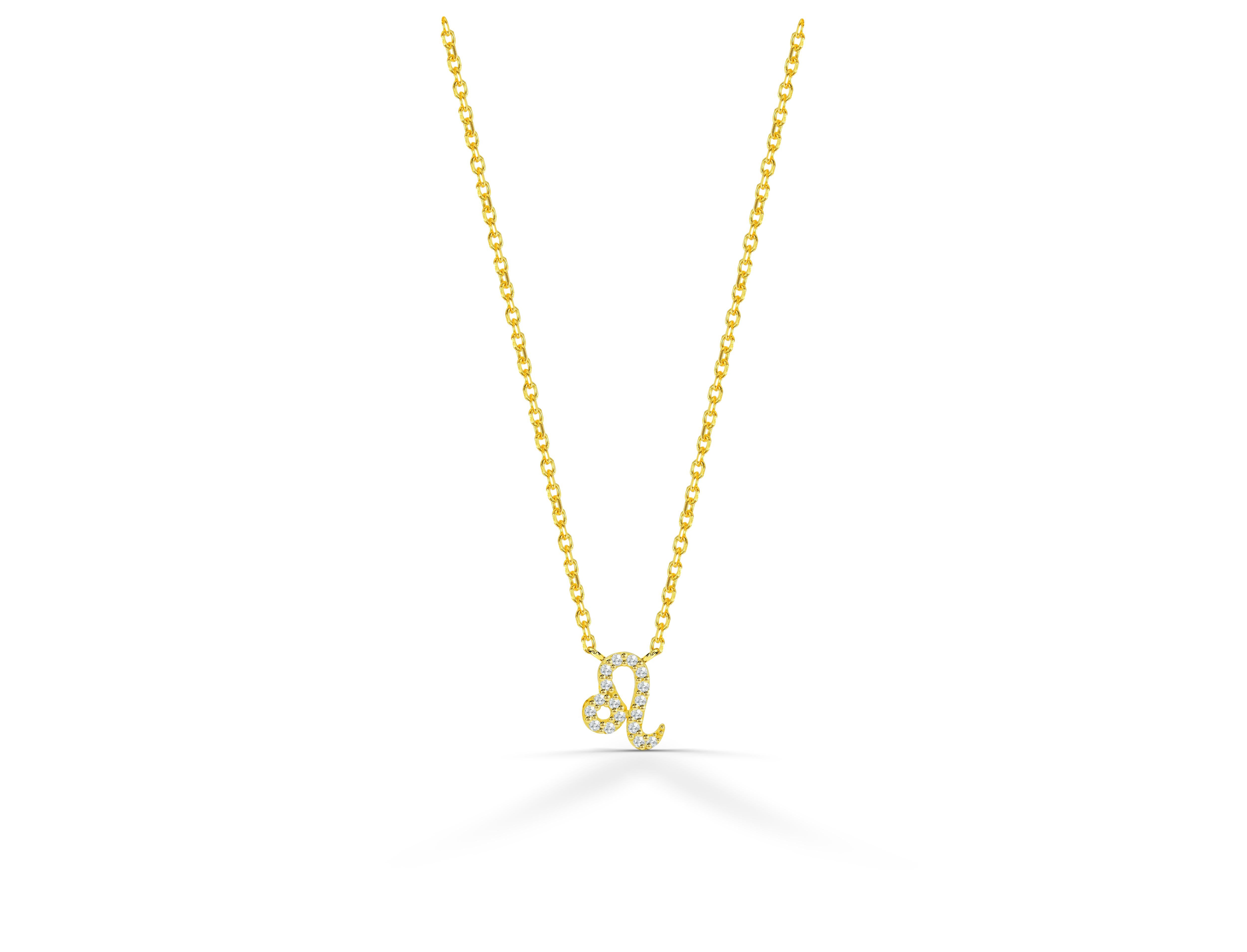 Beautiful and Sparkly Diamond Leo Necklace is made of 14k solid gold.
Available in three colors of gold: White Gold / Rose Gold / Yellow Gold.

Natural genuine round cut diamond each diamond is hand selected by me to ensure quality and set by a