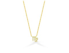 14k Gold Diamond Necklace Virgo Zodiac Sign Birth Sign Necklace