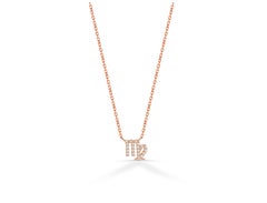 14k Gold Diamant-Halskette Virgo Sternzeichen Geburtsschild Halskette