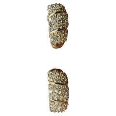 14K Gold Diamond Pair Of Huggie/ Hoop Earrings