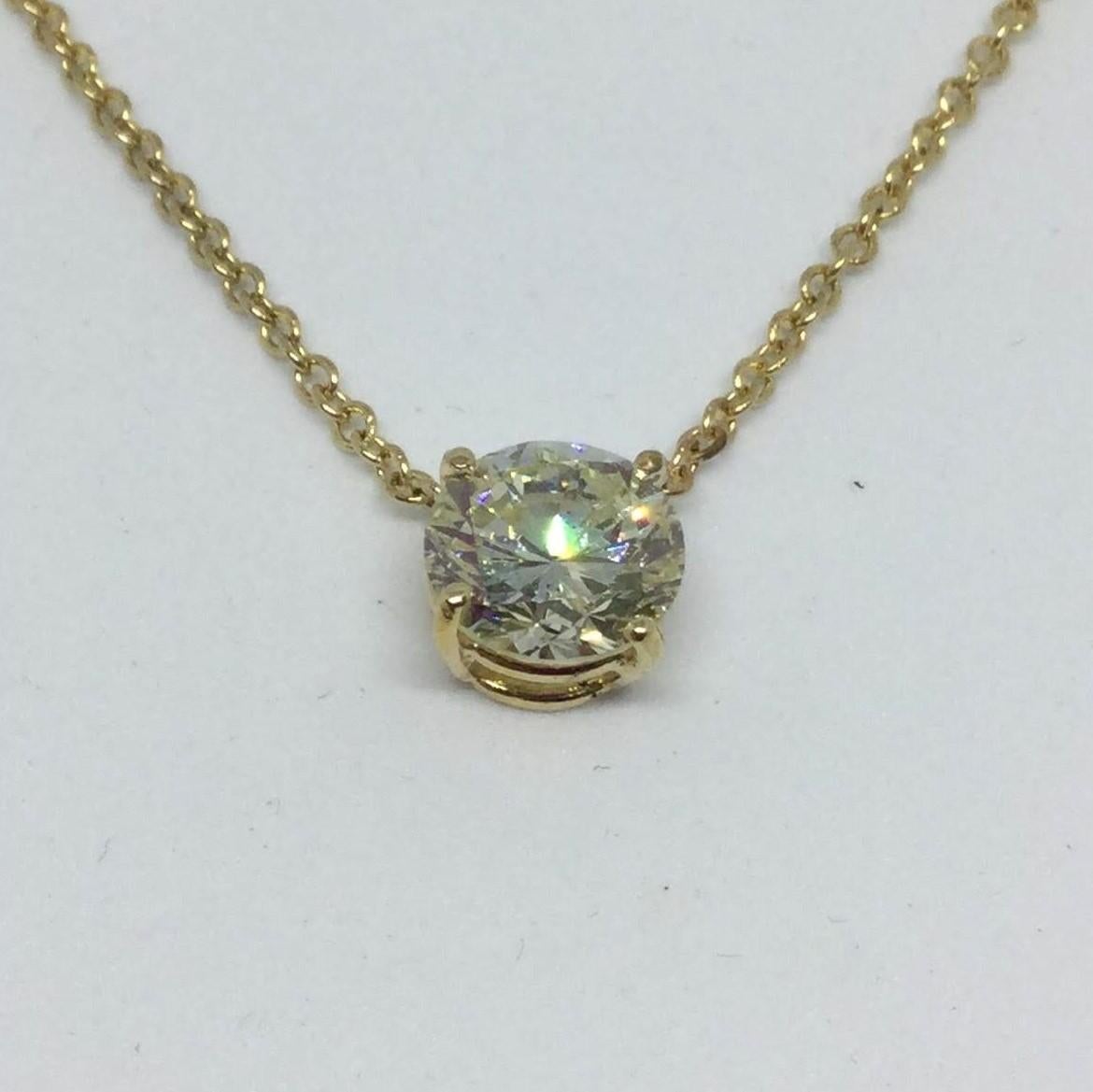 Modern 14 Karat Gold Diamond Pendant Necklace For Sale