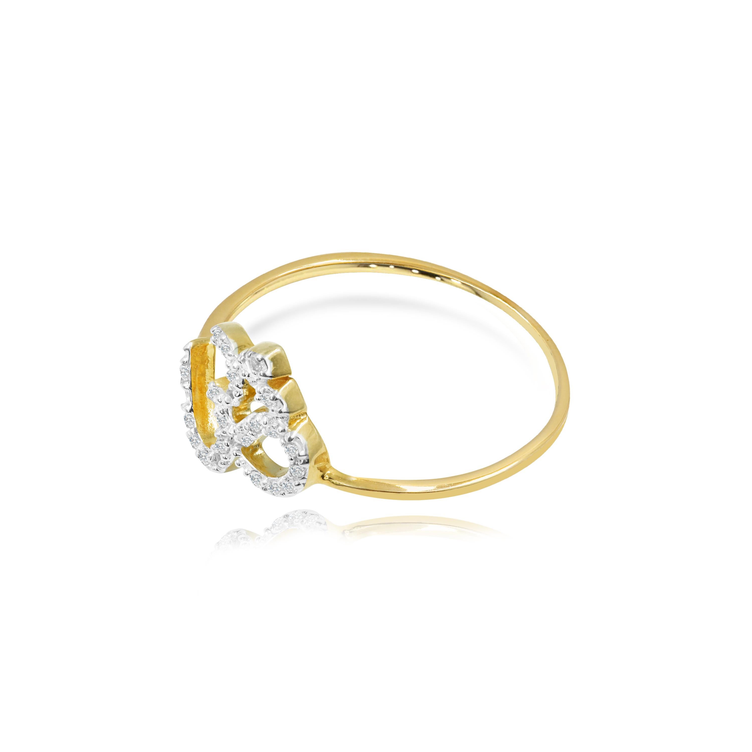 For Sale:  14K Gold 0.15 Carat Diamond Om Hindu Religious Ring 4