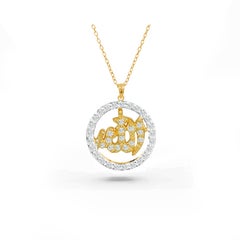 0.25 Carat Diamond 14K Gold Diamond Allah Islam Pendant