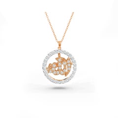 0.25 Carat Diamond 14K Gold Diamond Allah Islam Pendant 