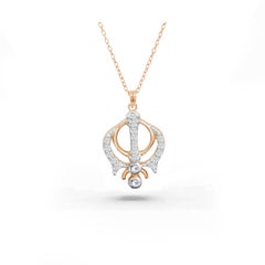 0.11 Carat Diamond 14K Gold Sikhism Khanda pendant 