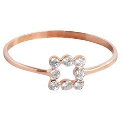 14k Gold Diamond Ring Bezel Set Diamond Band Ring Square Ring