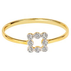 Quadratischer Ring aus 14 Karat Gold mit Diamantring mit Diamanten in Lünettenfassung