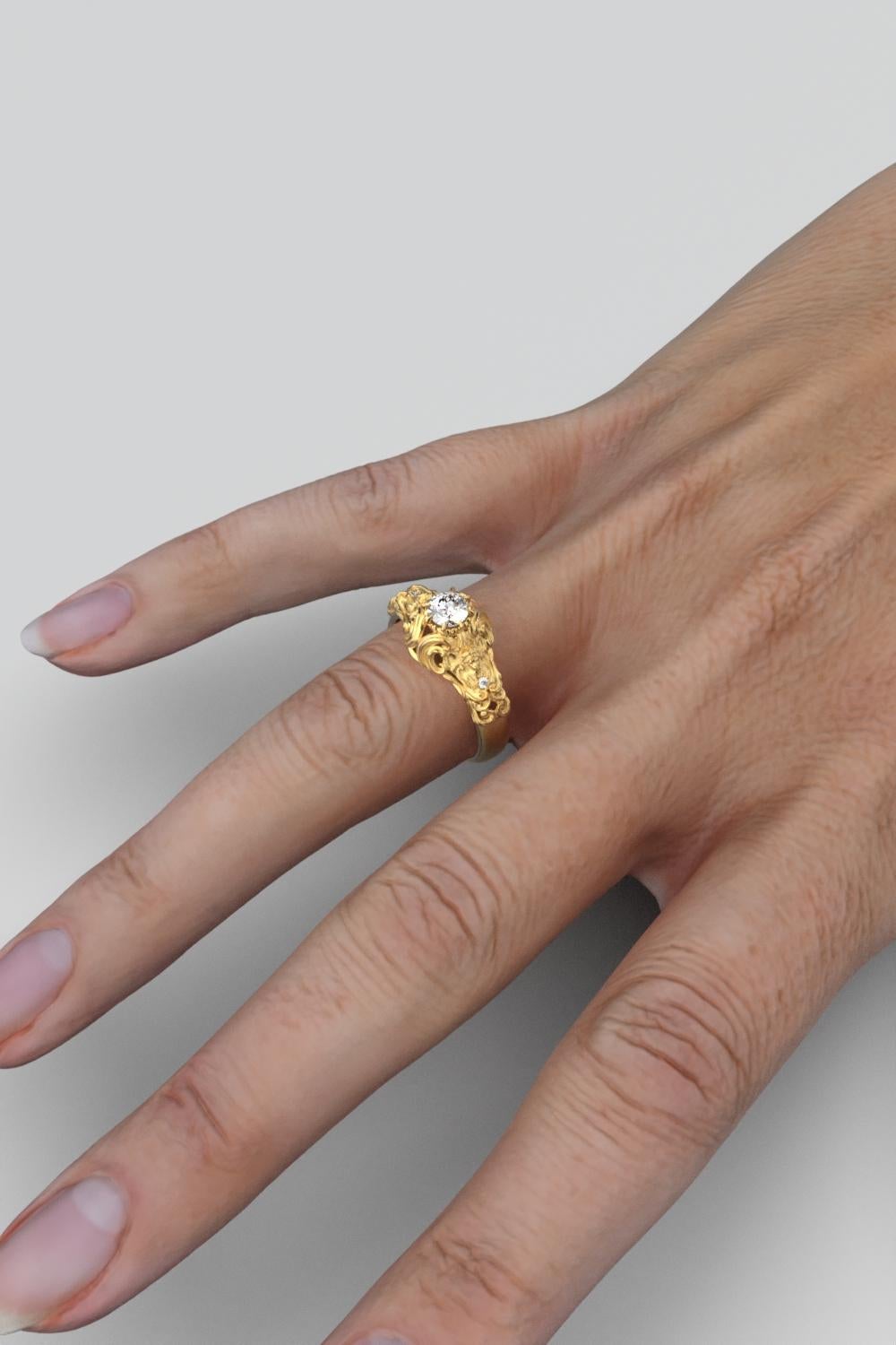 For Sale:  14k Gold Diamond Ring by Oltremare Gioielli in Italian Renaissance Style 4