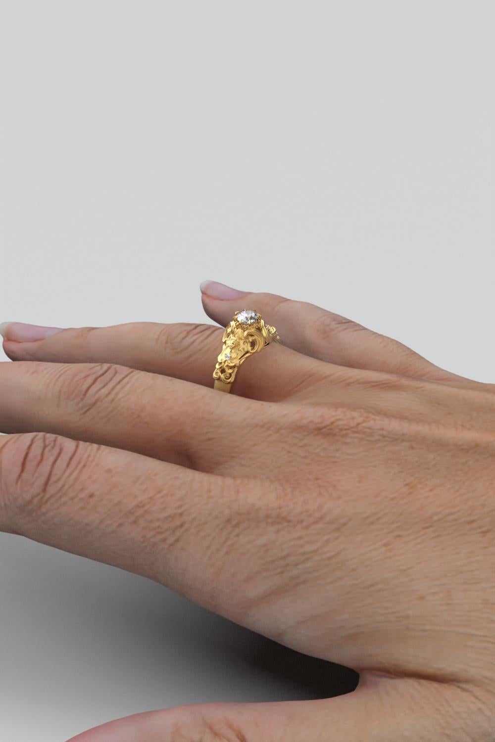 For Sale:  14k Gold Diamond Ring by Oltremare Gioielli in Italian Renaissance Style 5