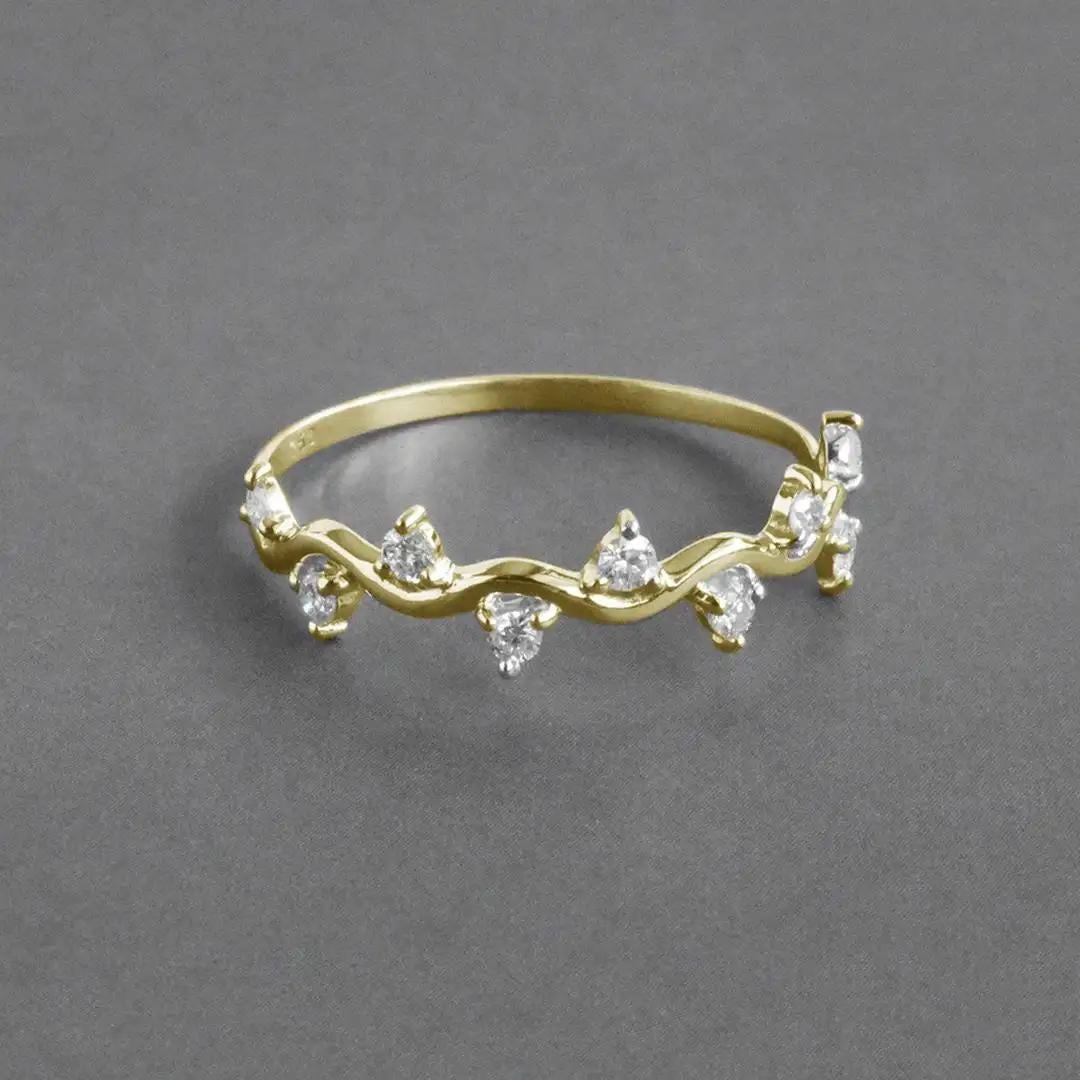 For Sale:  14k Gold Diamond Ring Cluster Diamond Ring Half Eternity Gift Ring 4