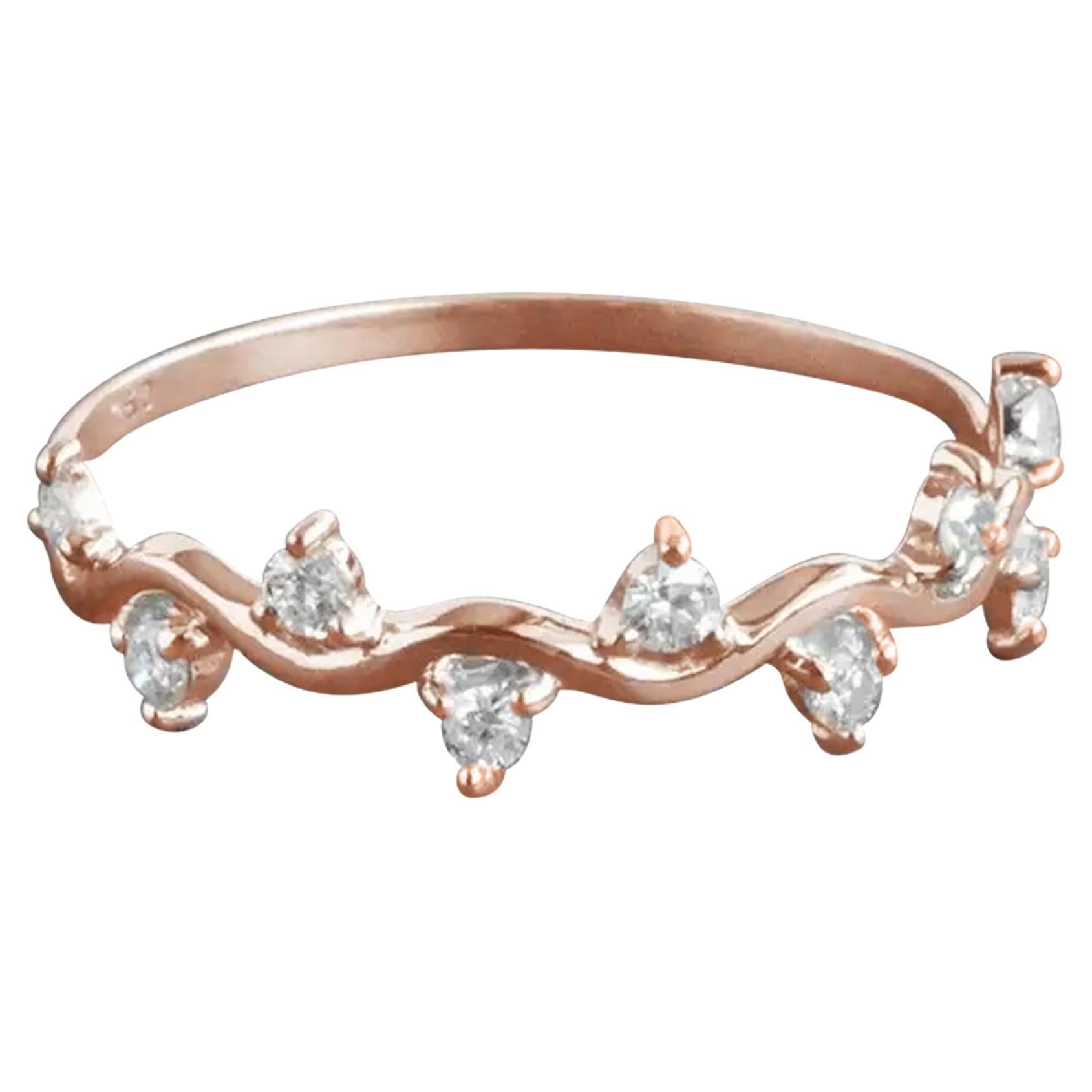 For Sale:  14k Gold Diamond Ring Cluster Diamond Ring Half Eternity Gift Ring 2