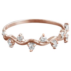 14k Gold Diamond Ring Cluster Diamond Ring Half Eternity Gift Ring