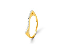 14k Gold Diamond Ring Curved Diamond Ring Thin Minimalist Statement Ring