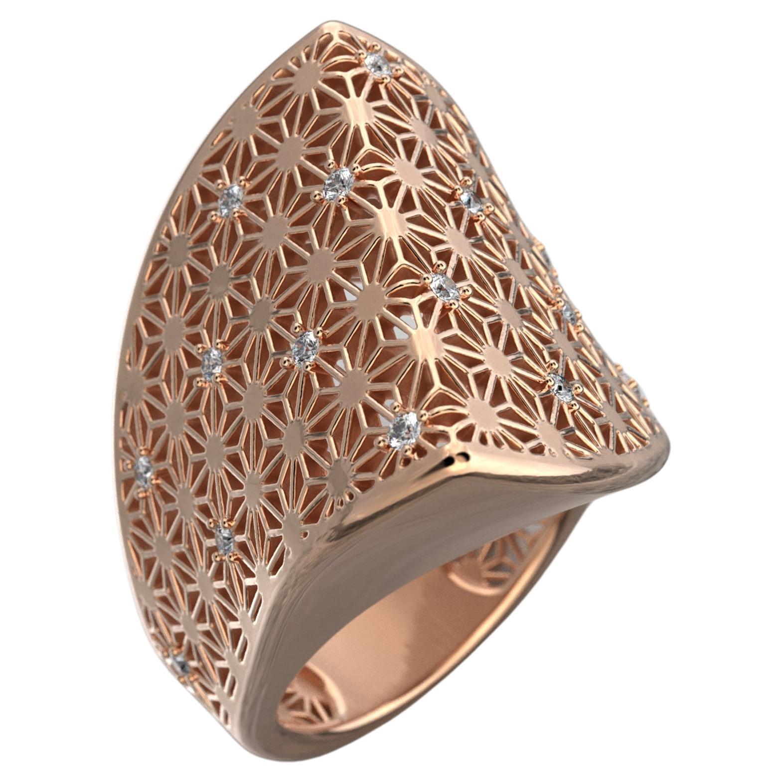 14k Gold Diamond Ring Made in Italy by Oltremare Gioielli Italian Fine Jewelry