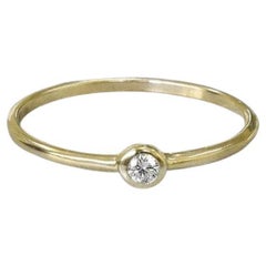14k Gold Diamond Ring Single Diamond Bezel Set Ring Diamond Solitaire Ring