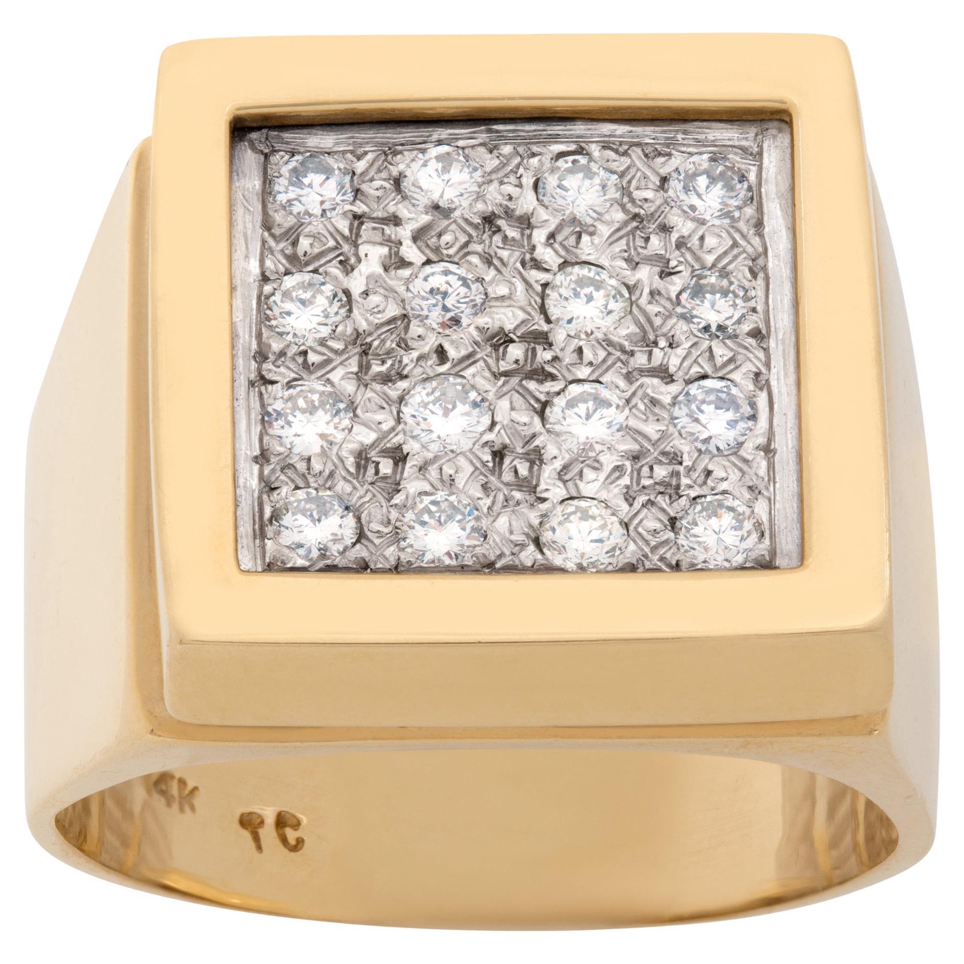 14 Karat Gold Diamantring mit ca. 1 Karat Diamanten im Rundschliff im Angebot