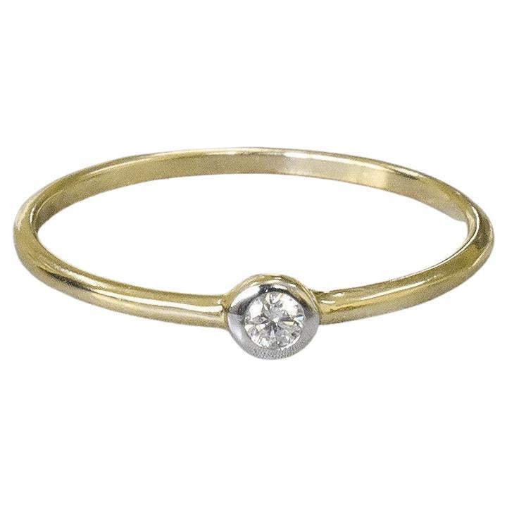 For Sale:  14k Gold Diamond Round Diamond Bezel Set Ring Diamond Solitaire Ring