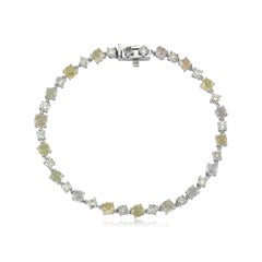14k White Gold Tennis Bracelet with  Diamond and Sapphire