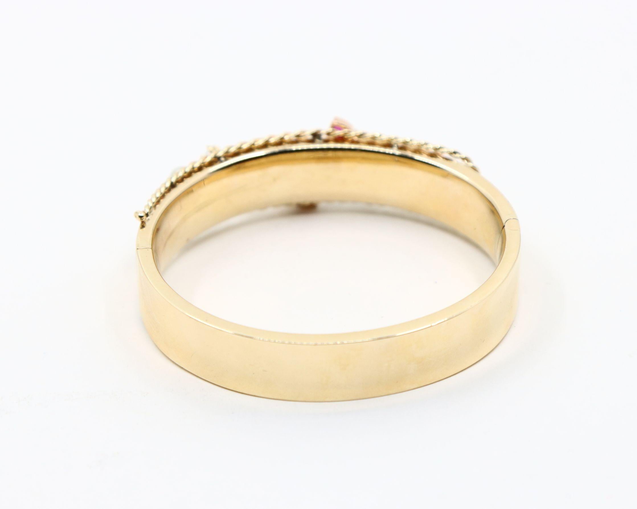 Bracelet en or 14K diamant saphir perle en vente 5