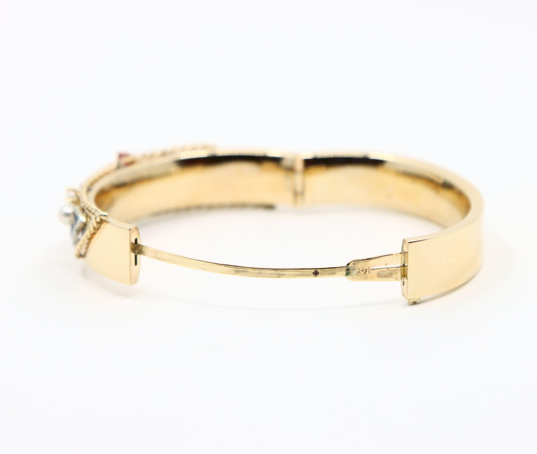 Bracelet en or 14K diamant saphir perle en vente 6