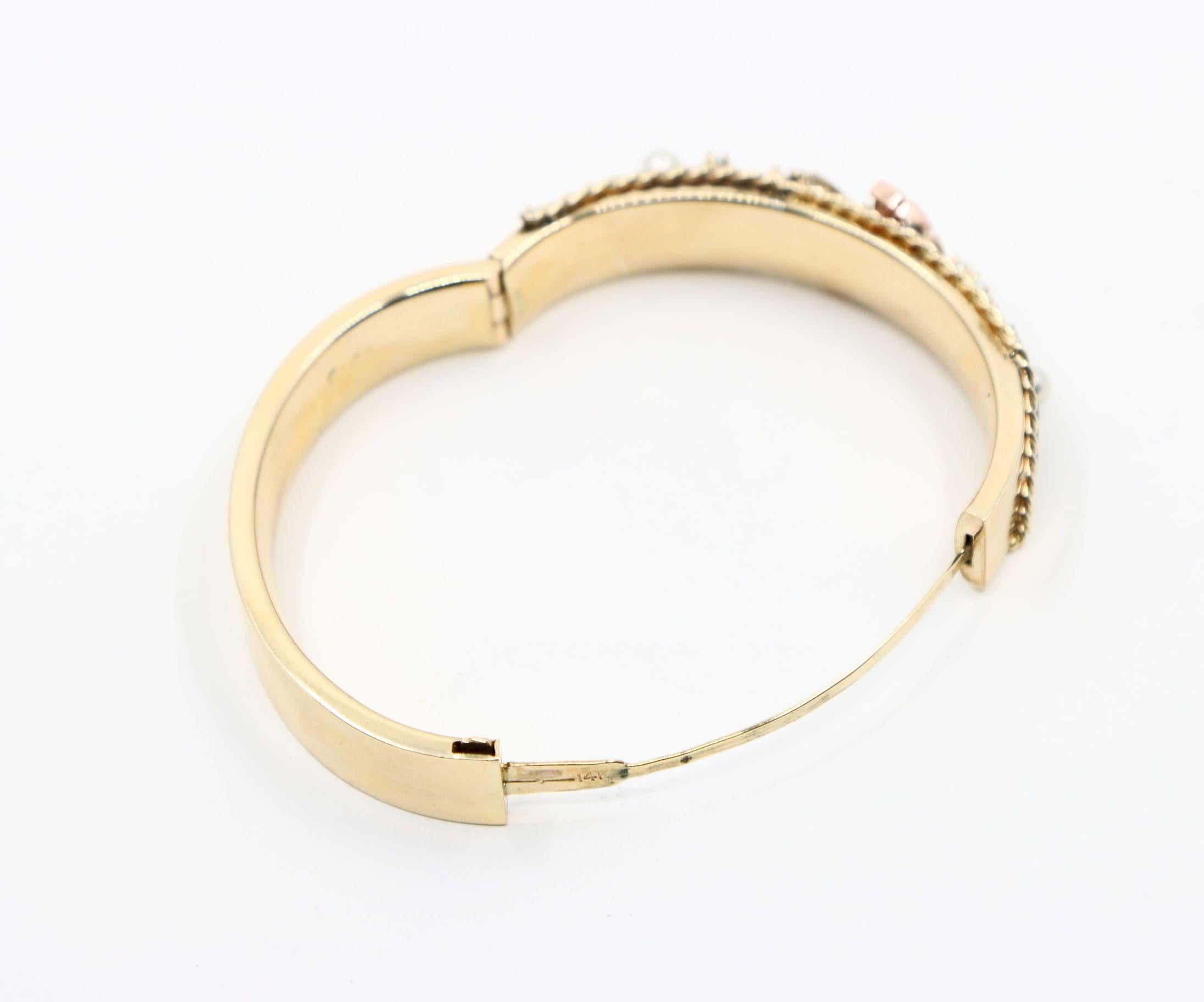 Bracelet en or 14K diamant saphir perle en vente 8